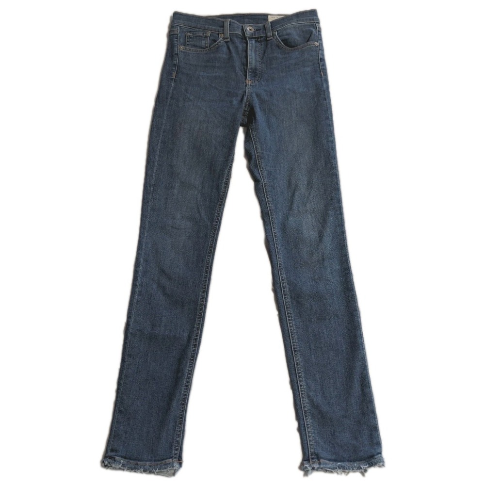 Rag & Bone High Rise Ankle Skinny Jeans Womens 27 Raw Hem Stretch‎ Denim